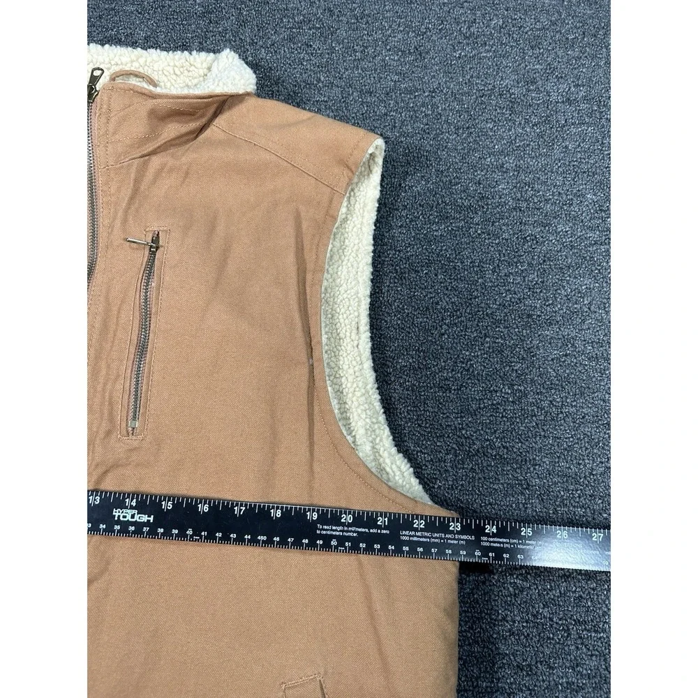 Dickies Duck Canvas Sherpa Lined Vest Men's XL Brown Full Zip Workwear‎ Pocket